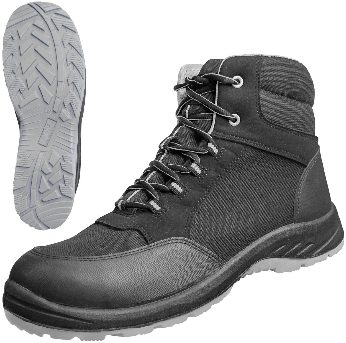 Nitras safety stepel solid step mid sikkerhedsstøvler størrelse. 44 solide trin mellemgrå