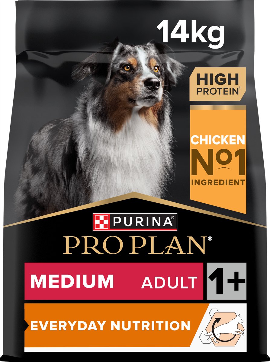 Pro plan medium voksen hverdagsernæring - tørt hundefoder - kylling - 14 kg