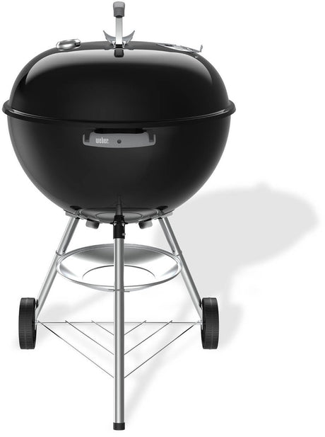 Weber bar-b elkedel - ø 57 cm grillstativ - kulgrill - sort - askeopsamlingsbakke - 2 slidstærke vejrbestandige hjul - lågtermometer - 2 værktøjskroge - ridse- og rustbestandig