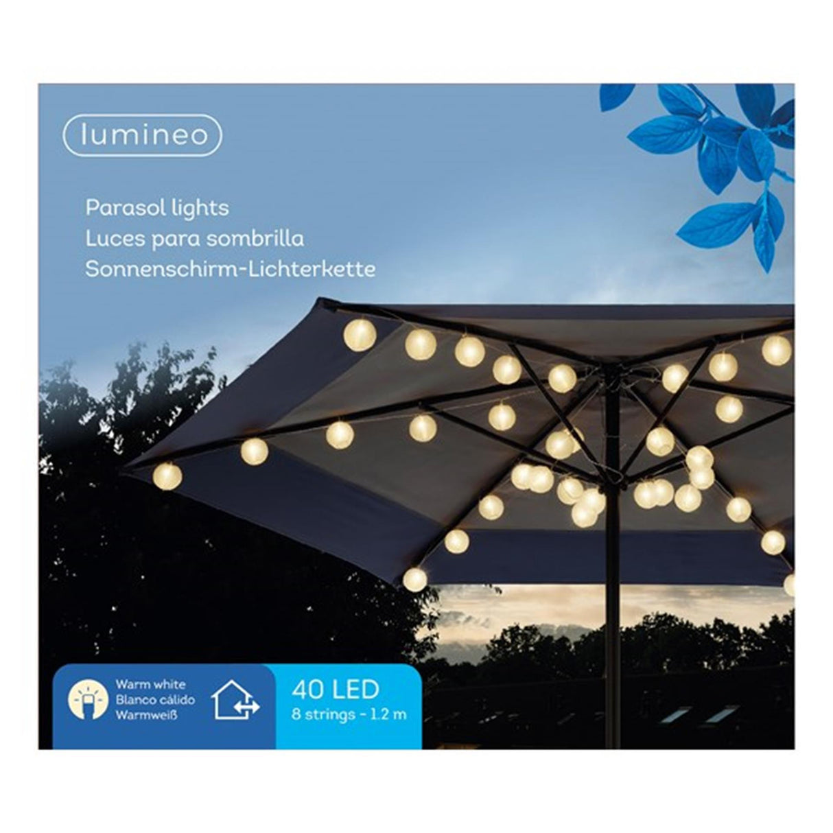 Lumineo LED parasol festlys udendørs l120cm