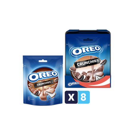 Oreo crunchies cookies chokolade kakao med vaniljecreme fyld med mælkechokoladesmag overtræk - æske 8 x 110 g - poser - småkager til deling og snack