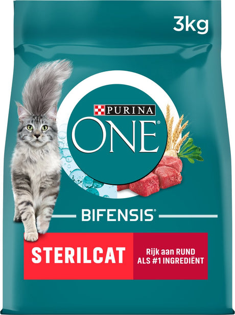 Purina one sterilcat - tør kattefoder - oksekødshvede - 3 kg