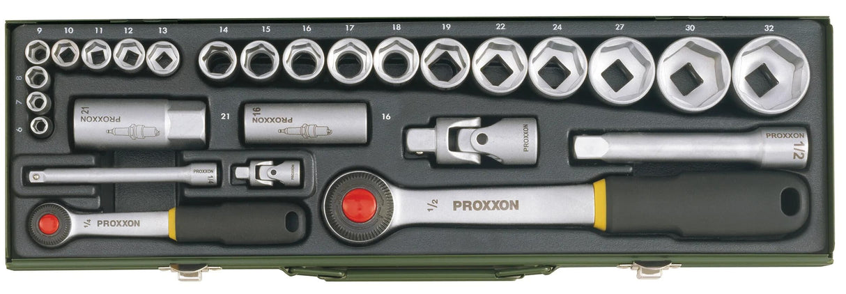 Proxxon stik- og topnøglesæt 1 2 +1 4 (27 stk.)
