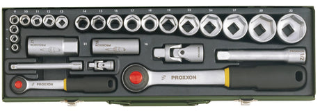 Proxxon stik- og topnøglesæt 1 2 +1 4 (27 stk.)