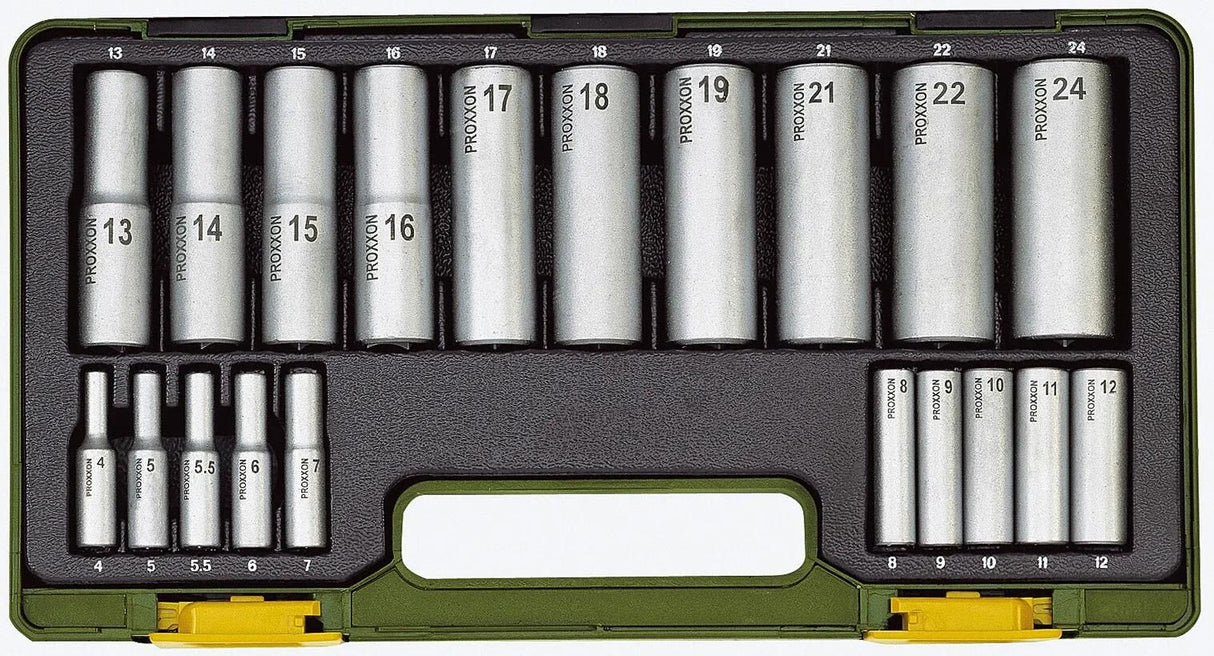 Proxxon stik- og topnøglesæt 20 stk. 1 2 og 1 4