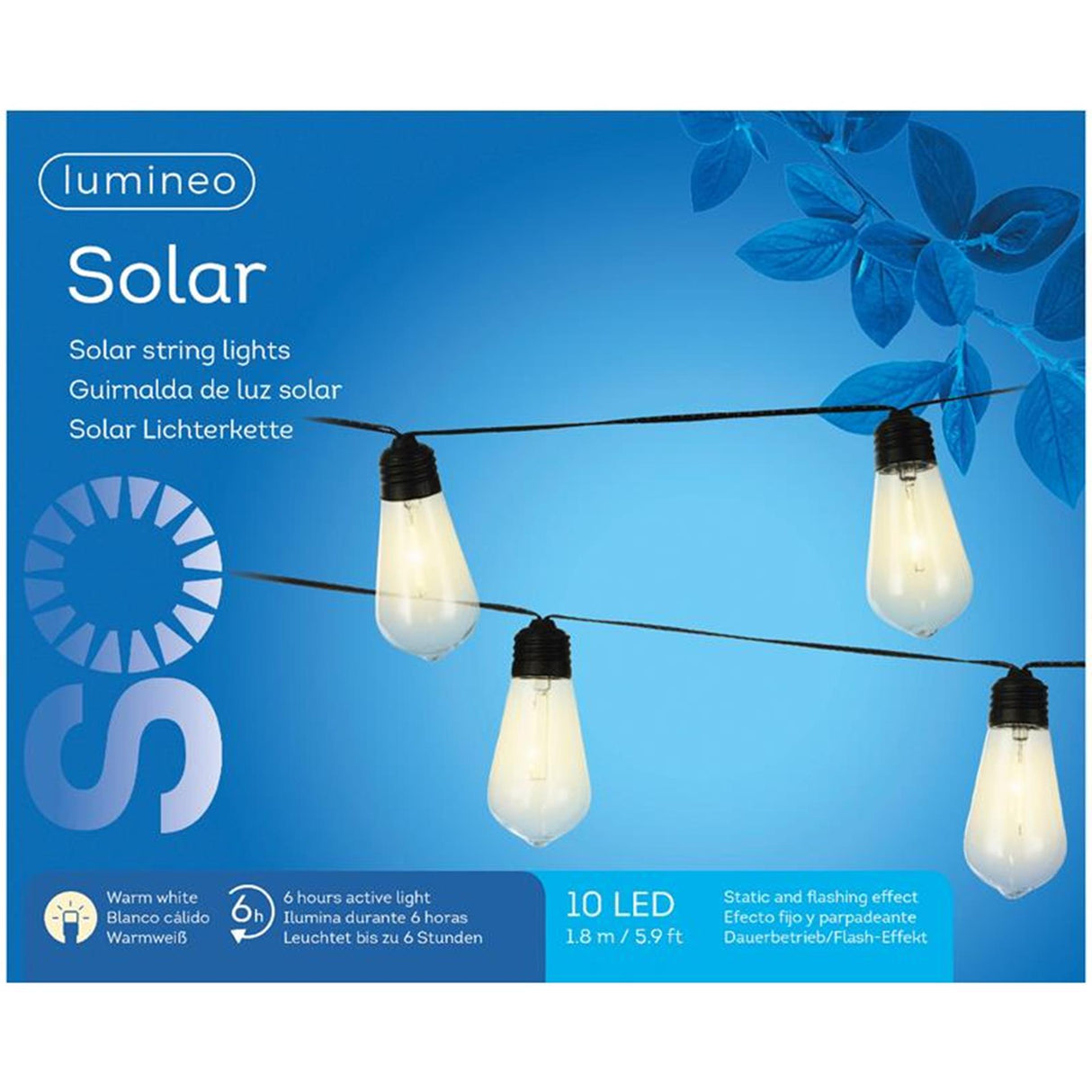 Lumineo strengbelysning LED solar l180cm