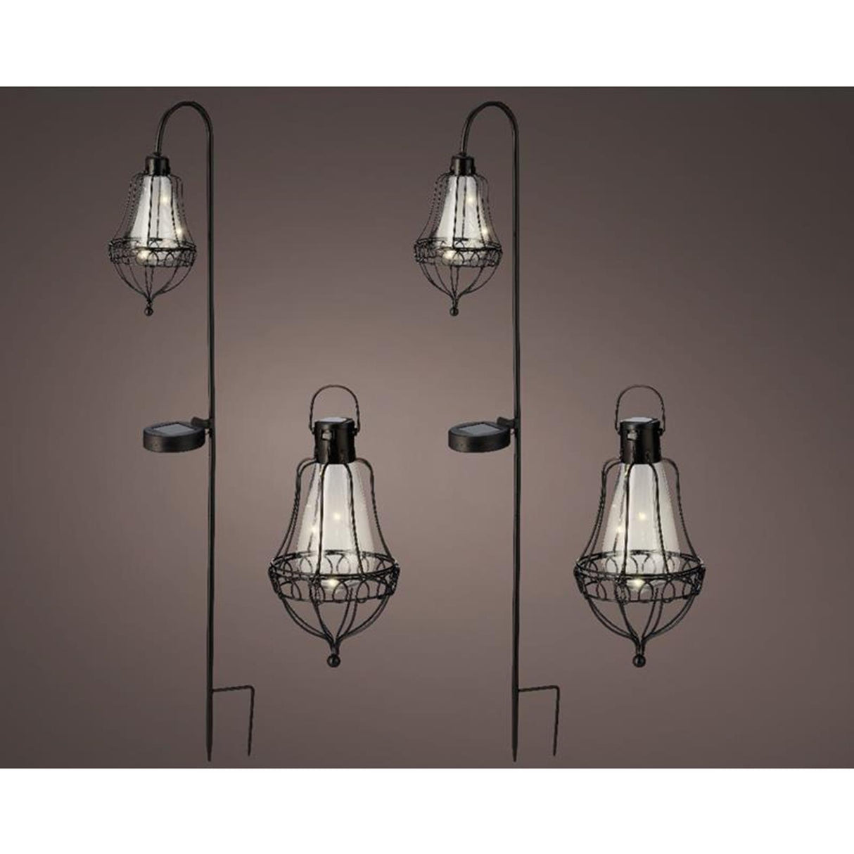 Lumineo LED solar lanterne sæt metal 4-delt