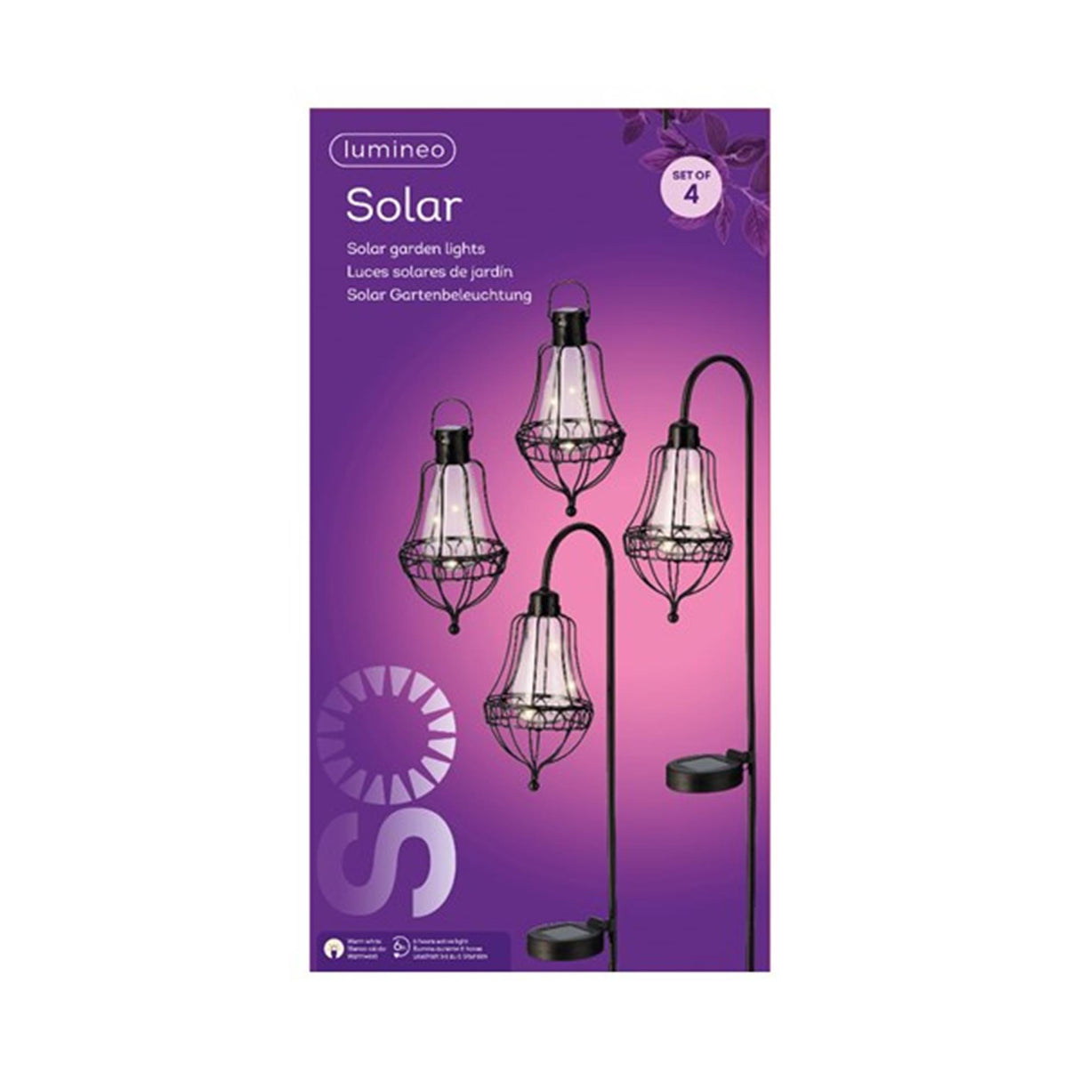 Lumineo LED solar lanterne sæt metal 4-delt