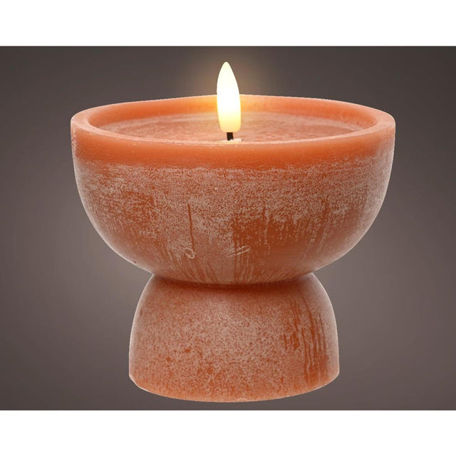 Lumineo LED lys flamme effekt vase h12,5cm terra