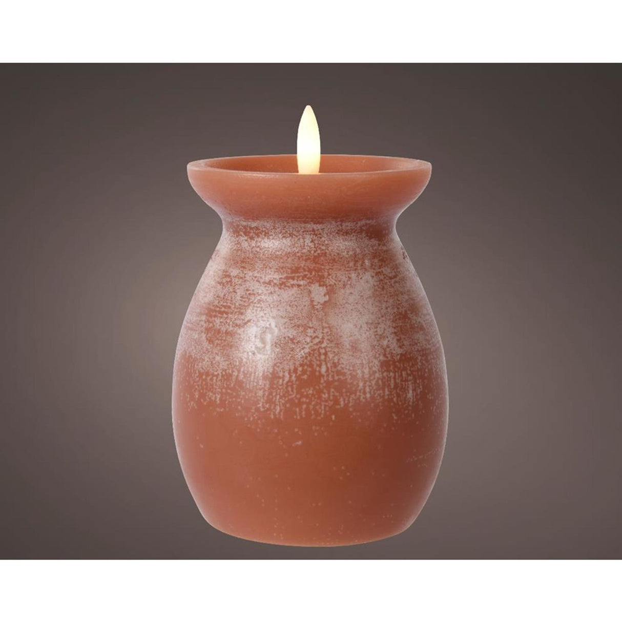 Lumineo LED indendørs lysvase med flammeeffekt og timer dia10x16cm terra fungerer på 2XAA batterier (ekskl.)<br> <br>