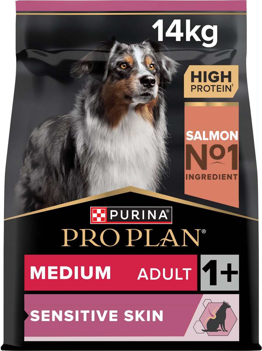 Pro plan purina følsom hud medium voksen - hundefoder - laks - 14 kg