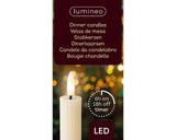 Lumineo middagslys 2-delt med flimrende flammecreme dia2x24,5cm voks med 6 timers timer