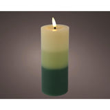 Lumineo LED stearinlys flammeeffekt gradient 15 cm grøn