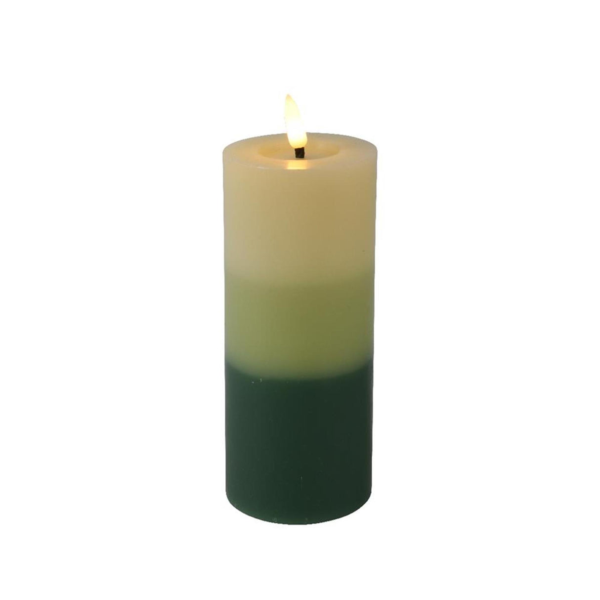 Lumineo LED stearinlys flammeeffekt gradient 15 cm grøn