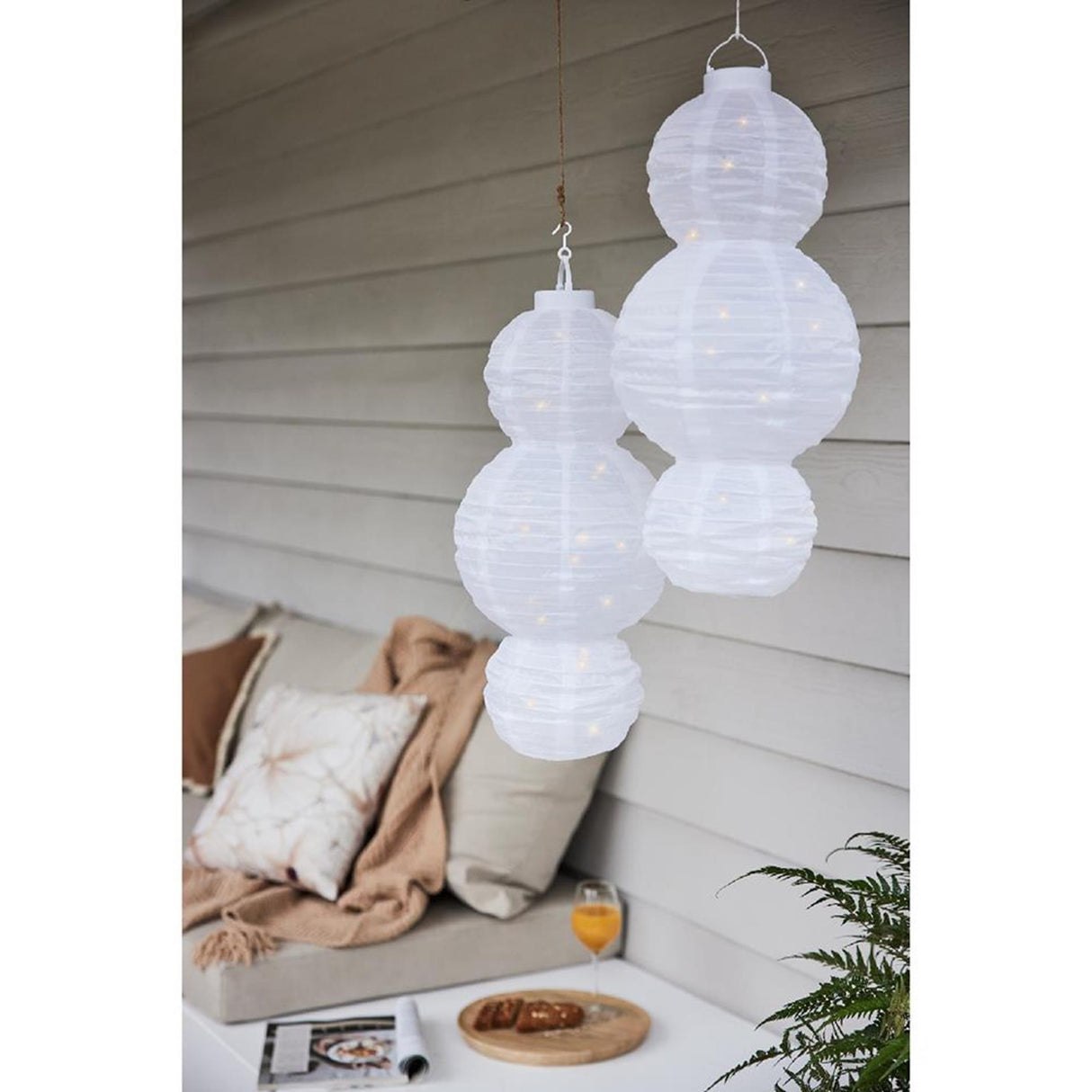 Lumineo solar lanterne nylon 58cm hvid