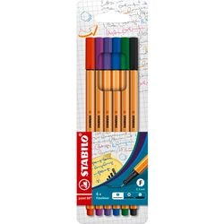 Stabilo point 88 - premium fineliners - etui med 6 farver
