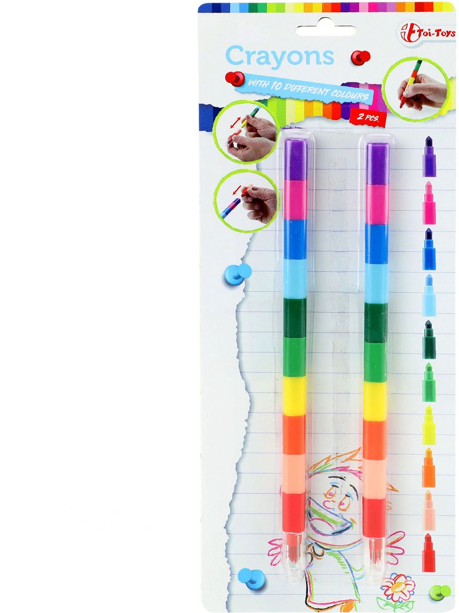 Toi-toys 10-i-1 voksblyantpen, 2 stk.