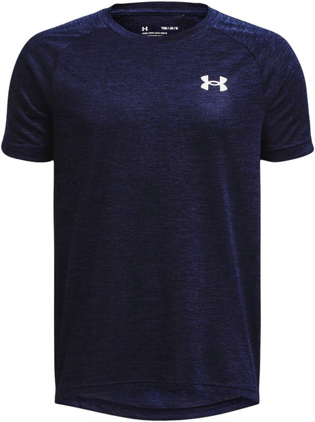 Under armour ua tech 2.0 ss-blu sportstrøje til drenge - midnat marineblå - hvid