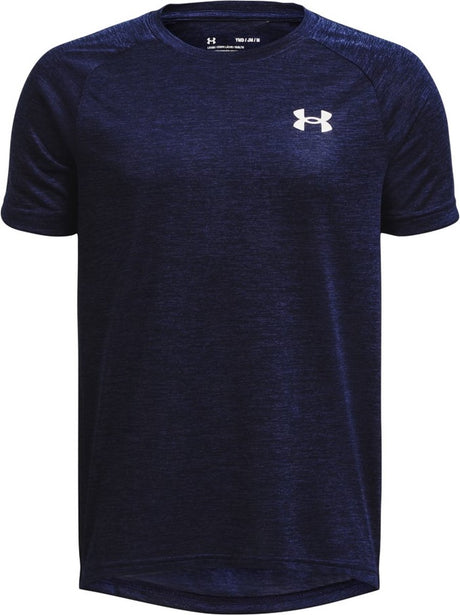 Under armour ua tech 2.0 ss-blu sportstrøje til drenge - midnat marineblå - hvid