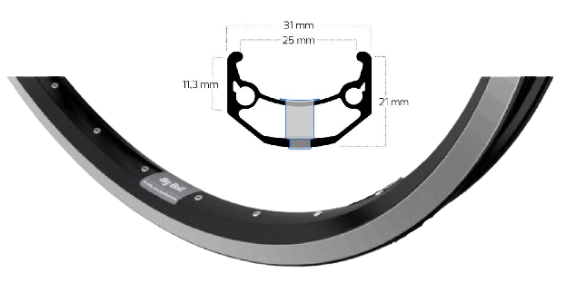 Ryde fælg big bull 26 tommer (559) sort bremsekant 36 huller 14g
