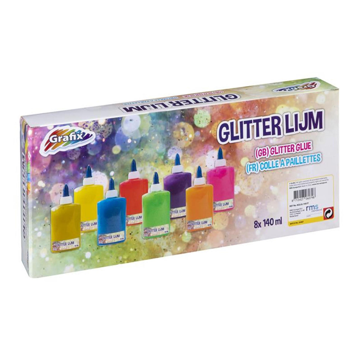 Grafix glitterlimsæt 8 tuber á 140ml