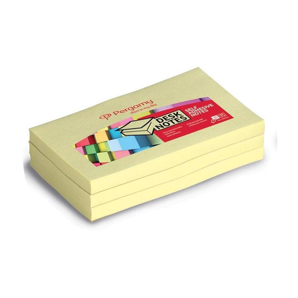 Pergamy sticky notes 100 ark 7,6x12,7cm gul pakke med 12 stykker
