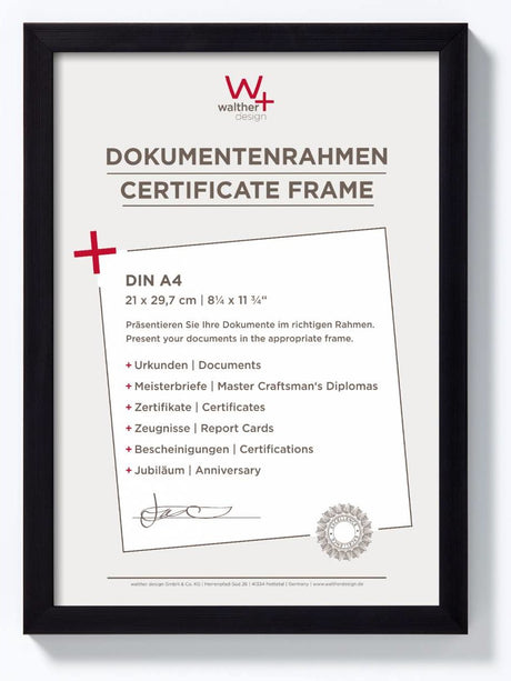 Walther konstruktion - fotoramme - fotostørrelse 21x29,7 cm (din A4) - sort
