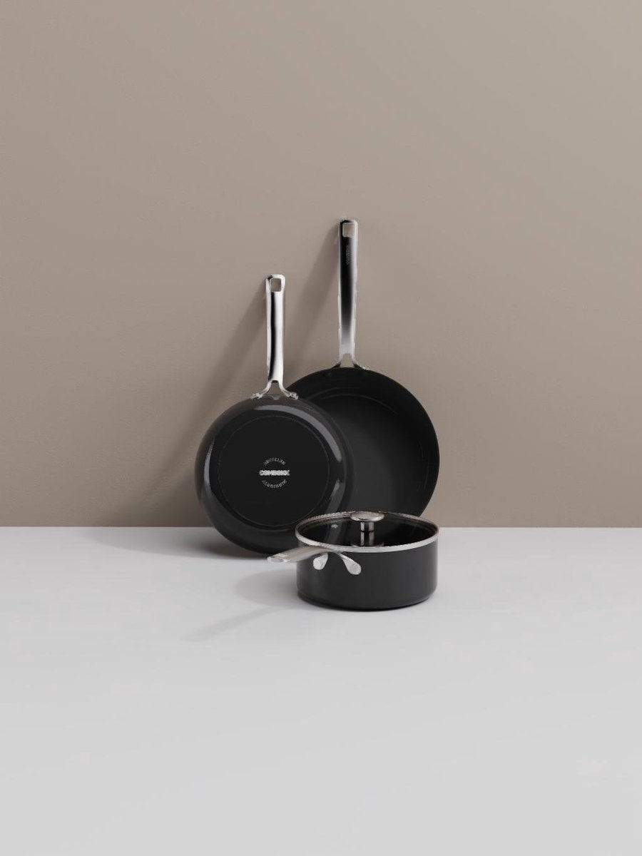 Combekk element expert pannenset - 4-delig - zwart - pfas vrije keramische antiaanbaklaag - gemaakt van 100% gerecycled aluminium - inductiegeschikt