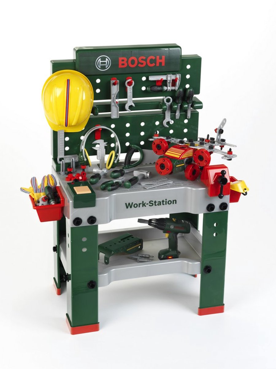 Klein legetøj bosch mini - arbejdsbord nr.1 - inkl. tilbehør - legetøjsværktøj