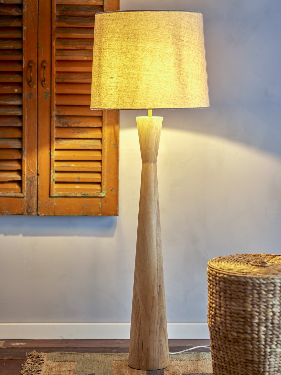 Den kreative kollektion kreativ kollektion - leonor gulvlampe - beige - gummitræ