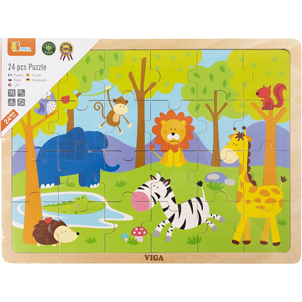 Https: www.cchobby.nl viga-træ-stiksav-puslespil-safari-dyr-dimensioner-30x22-5-cm-24-dele-1-stykke