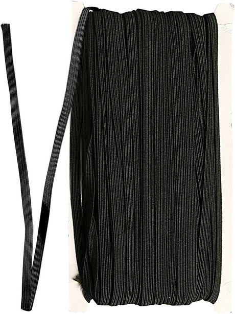 Creativ company creotime elastisk snor flad, b: 6 mm, sort, 50 m