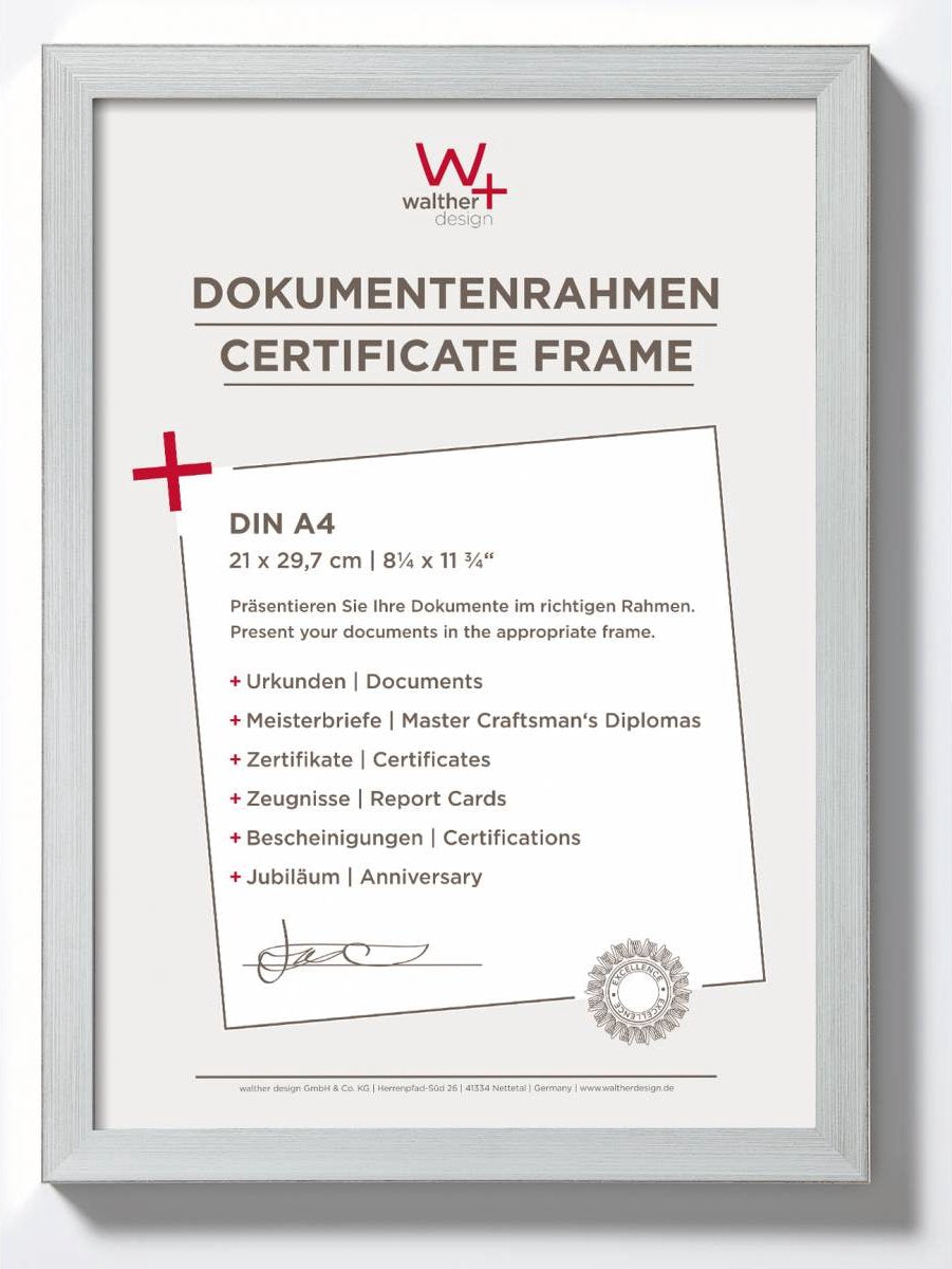 Walther konstruktion - fotoramme - fotostørrelse 21x29,7 cm (din A4) - sølv