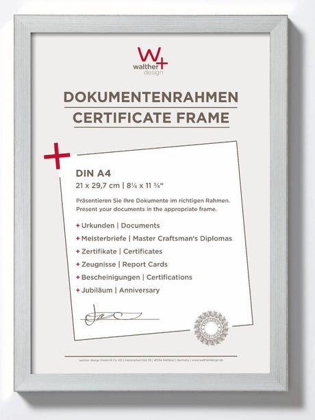 Walther konstruktion - fotoramme - fotostørrelse 21x29,7 cm (din A4) - sølv