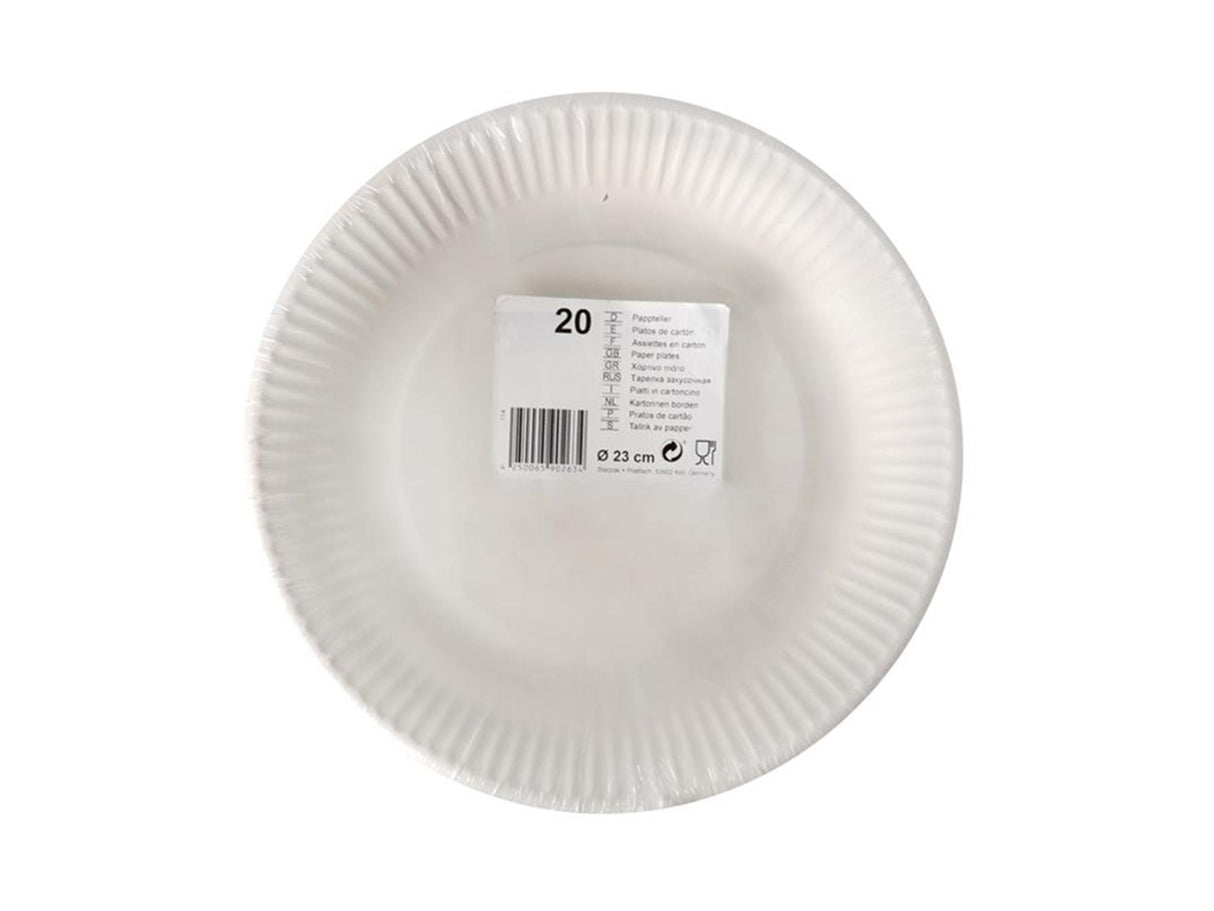 Papstar 20 plader pap ø23cm hvid