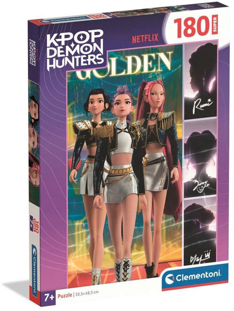 Clementoni k-pop demon hunters puslespil 180 brikker af supercolor - kpop huntrix puslespil - k pop gave til børn over 6 år