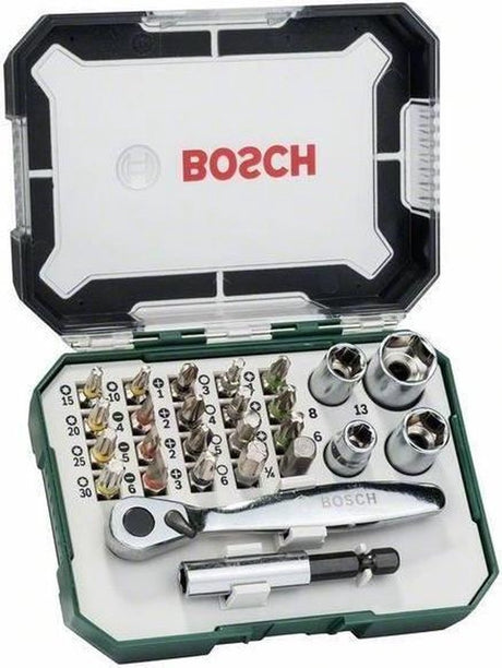 Bosch tilbehør 26-delt skruetrækker bit og skralde sæt med farvekodning - 2607017322