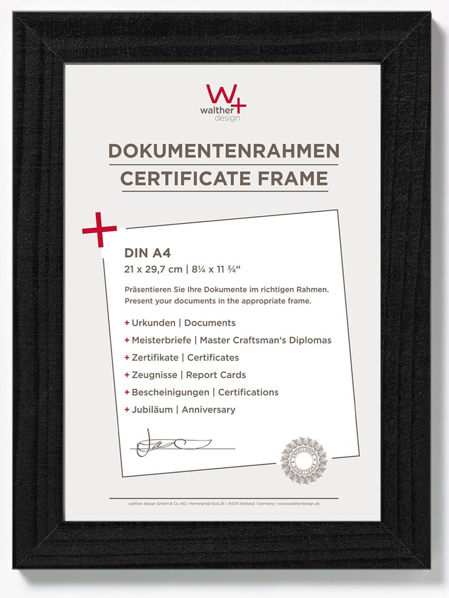 Walther home - træramme - fotostørrelse 21x29,7 cm (din A4) - sort