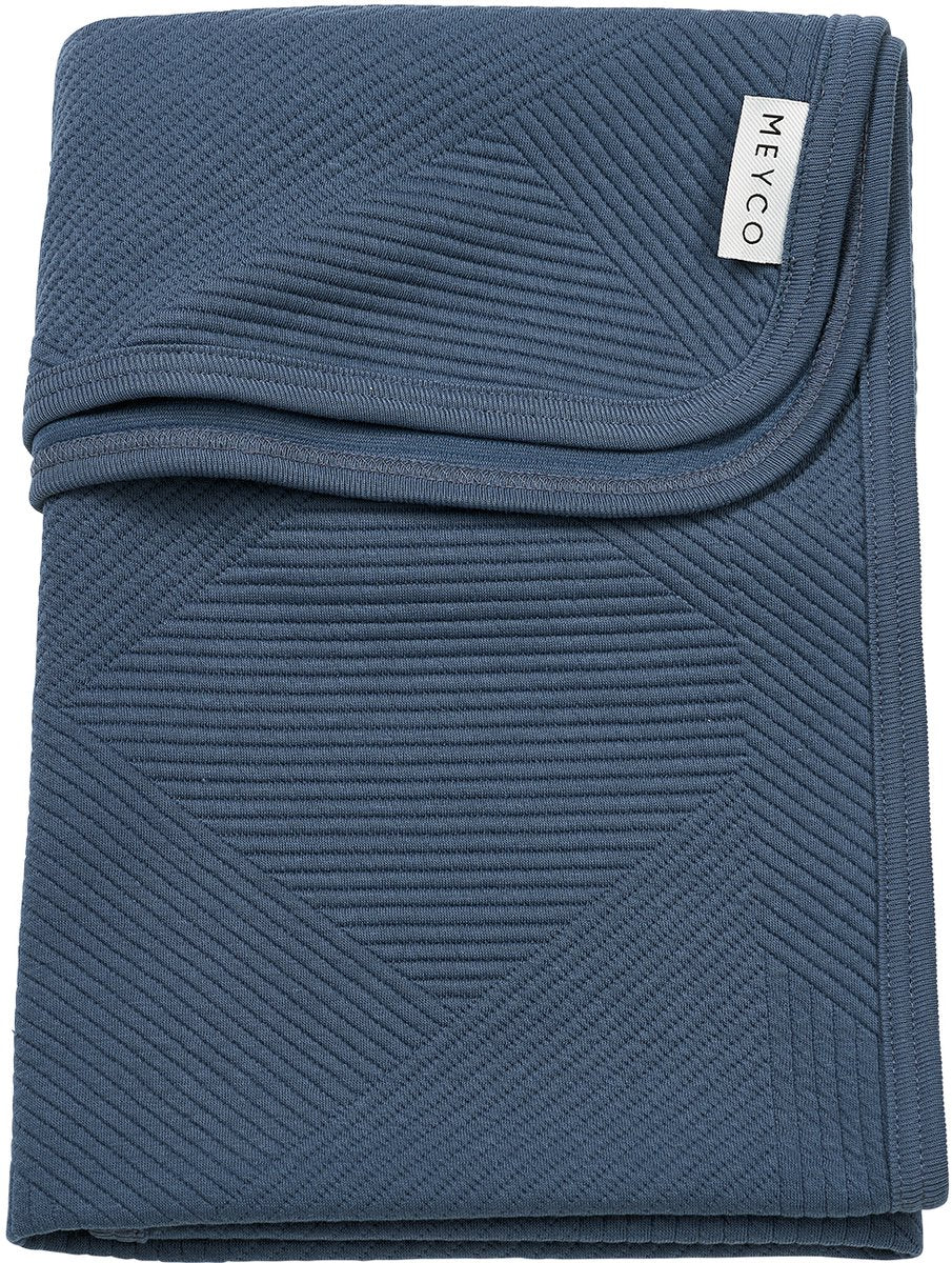 Meyco baby jacquard krybbetæppe - indigo - 75x100cm - 0,5 tom