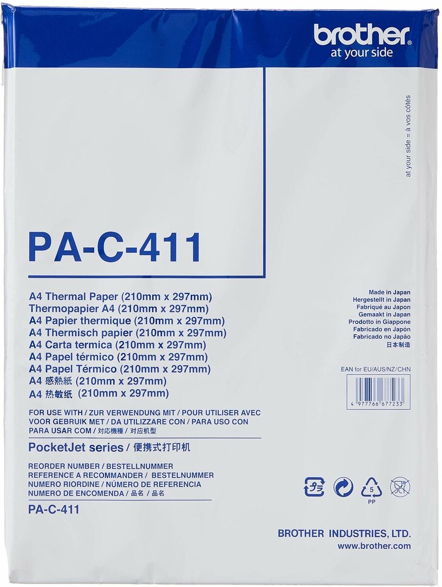 Brother termisk hvidt papir a4 pac411 hvidt