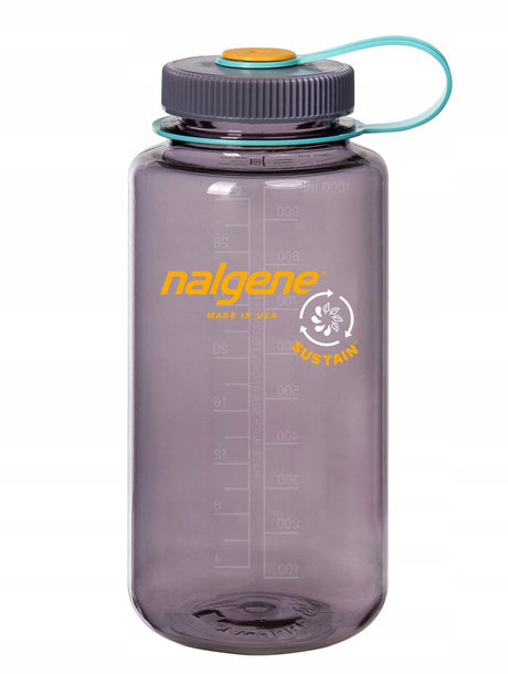 Nalgene - flaske med bred mund - drikkeflaske - vandflaske - lækagesikker - 1000 ml - bpa fri - sustain - aubergine