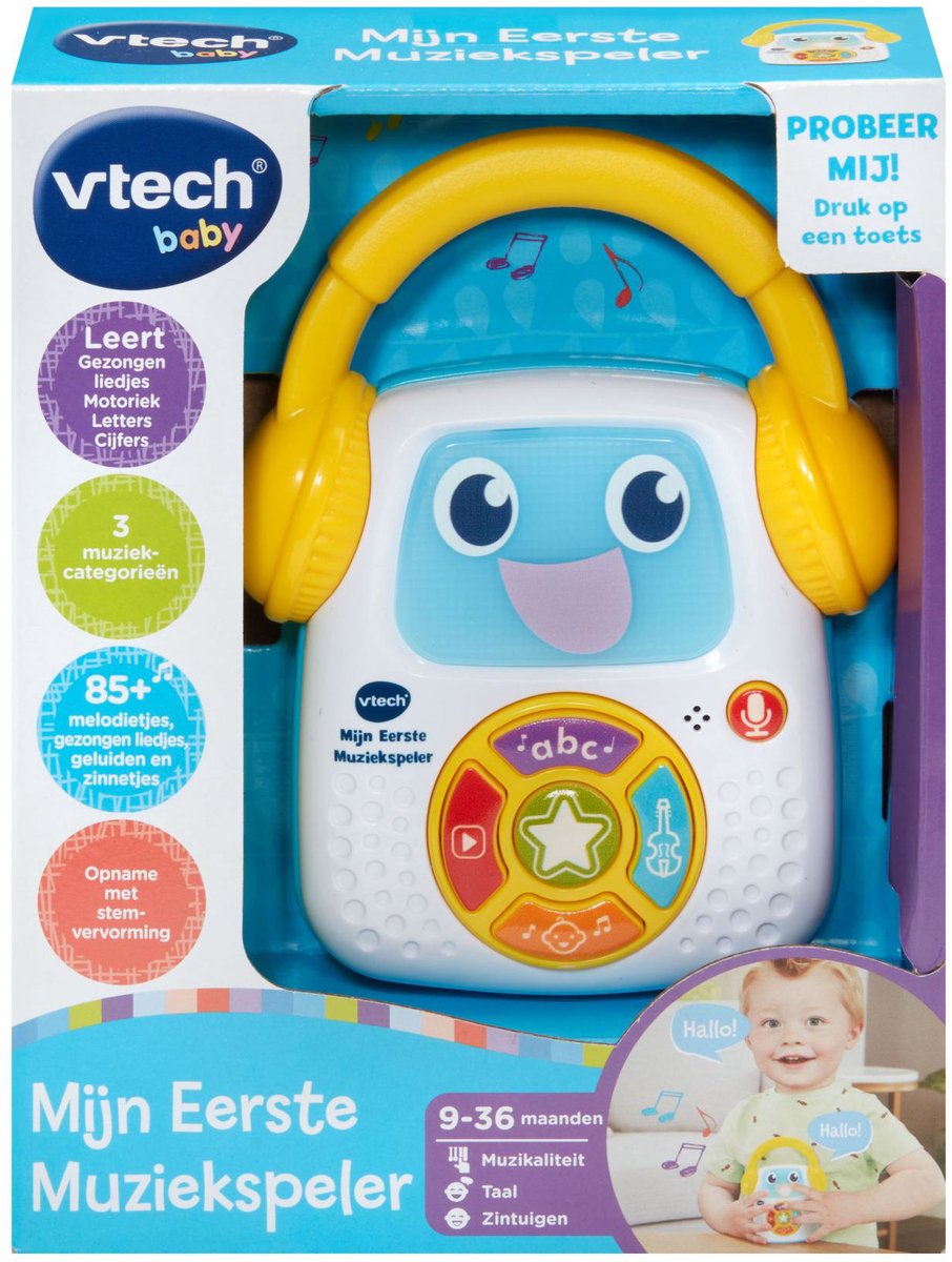 Vtech baby min første musikafspiller - interaktivt legetøj - inkl. 23 melodier 9 sendte sange - gave - fra 9 måneder
