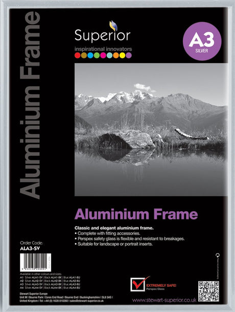 Seco fotoramme a3 - 29,7 x 42 cm - sølv børstet aluminium - 11 mm ramme - se-ala3-sv