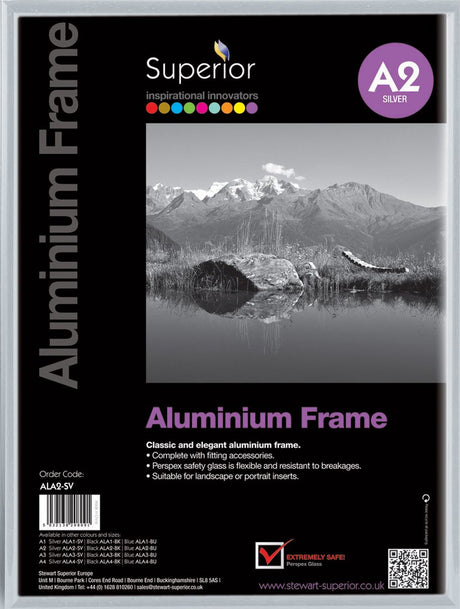 Seco fotoramme - a2 - 42 x 59,4 cm - sølv børstet aluminium - 11 mm ramme - se-ala2-sv