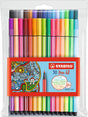 Stabilo pen 68 tuschpenne - 24 stk. + 6 neon farver