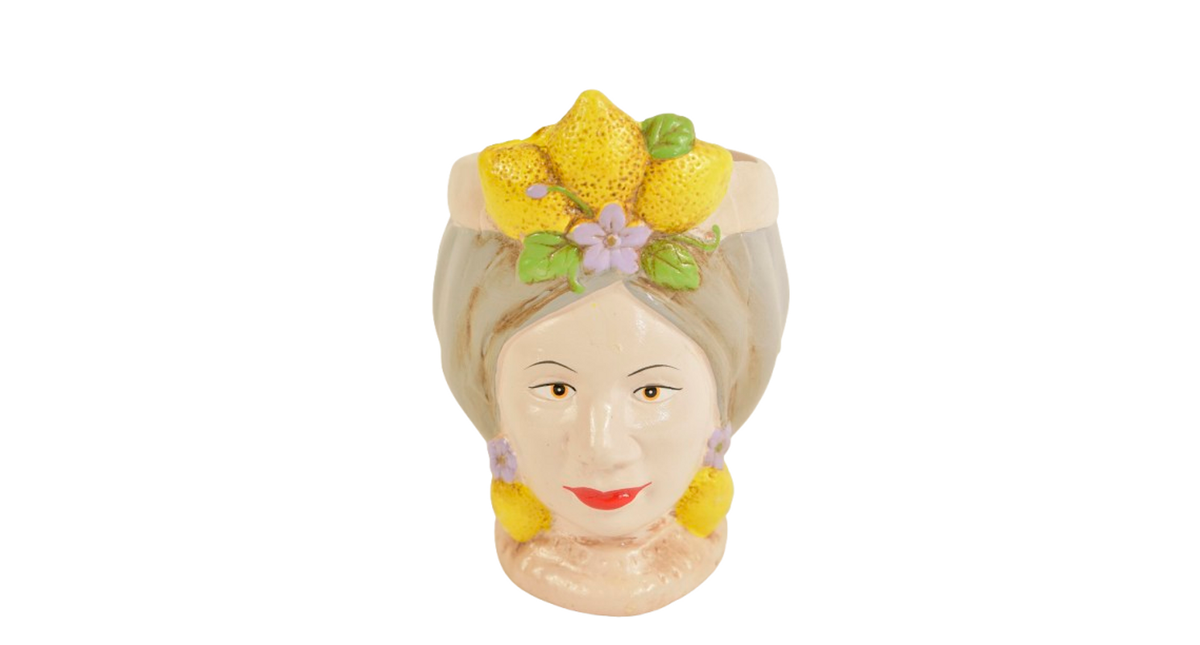 Woman head pot ceramic d14x18h grey