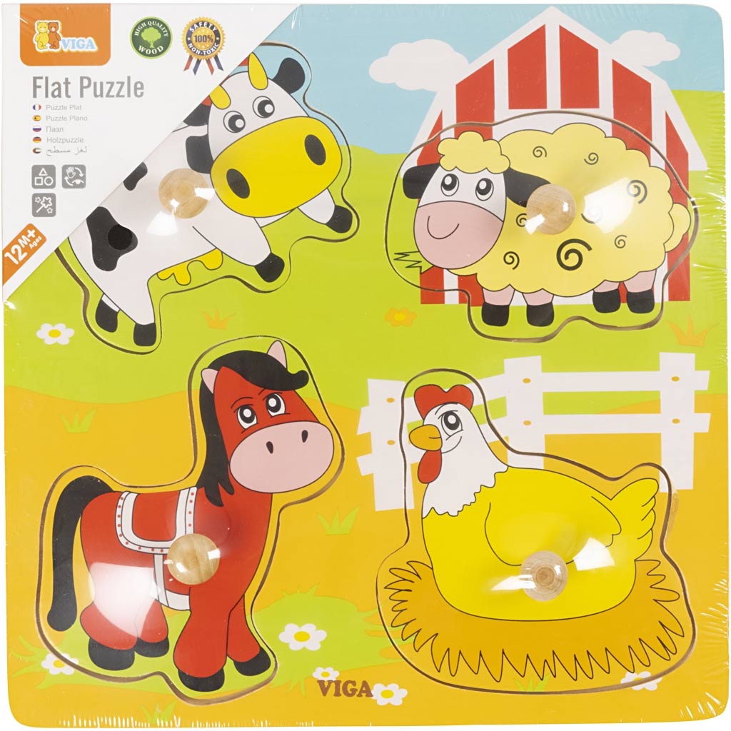 Https: www.cchobby.nl viga-træ-knap-puslespil-gård-dyr-størrelse-22x22-cm-4-dele-1-stykke