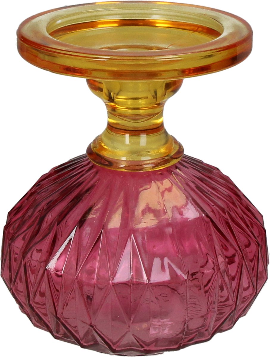 Hd collection kaarsenhouder glas multi 13,5x13,5x15cm