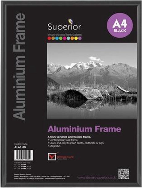 Seco fotoramme a4 - 21 x 29,7 cm - sort børstet aluminium - med stativ - 11 mm ramme - se-ala4-bk