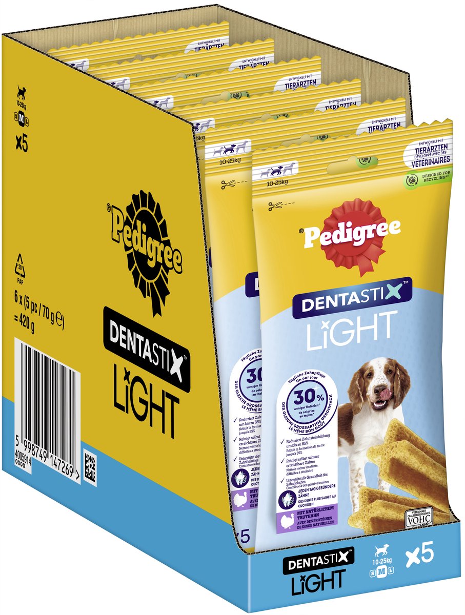 Stamtavle hundesnack dentastix light medium - 30 stk - værdipakke